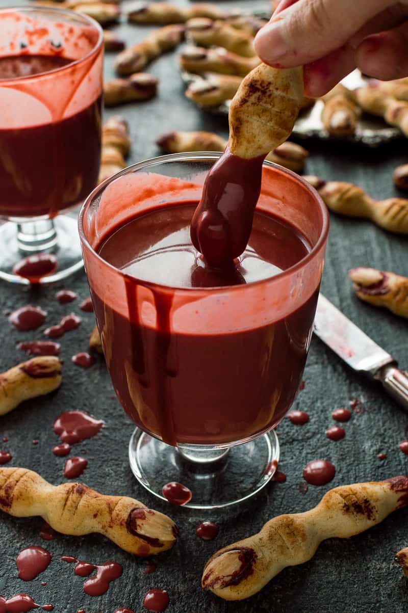 Red velvet hot chocolate witch fingers