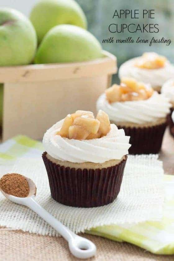Apple pie cupcakes with vanilla buttercream frosting