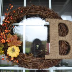 Berries and a burlap string wrapped monogram