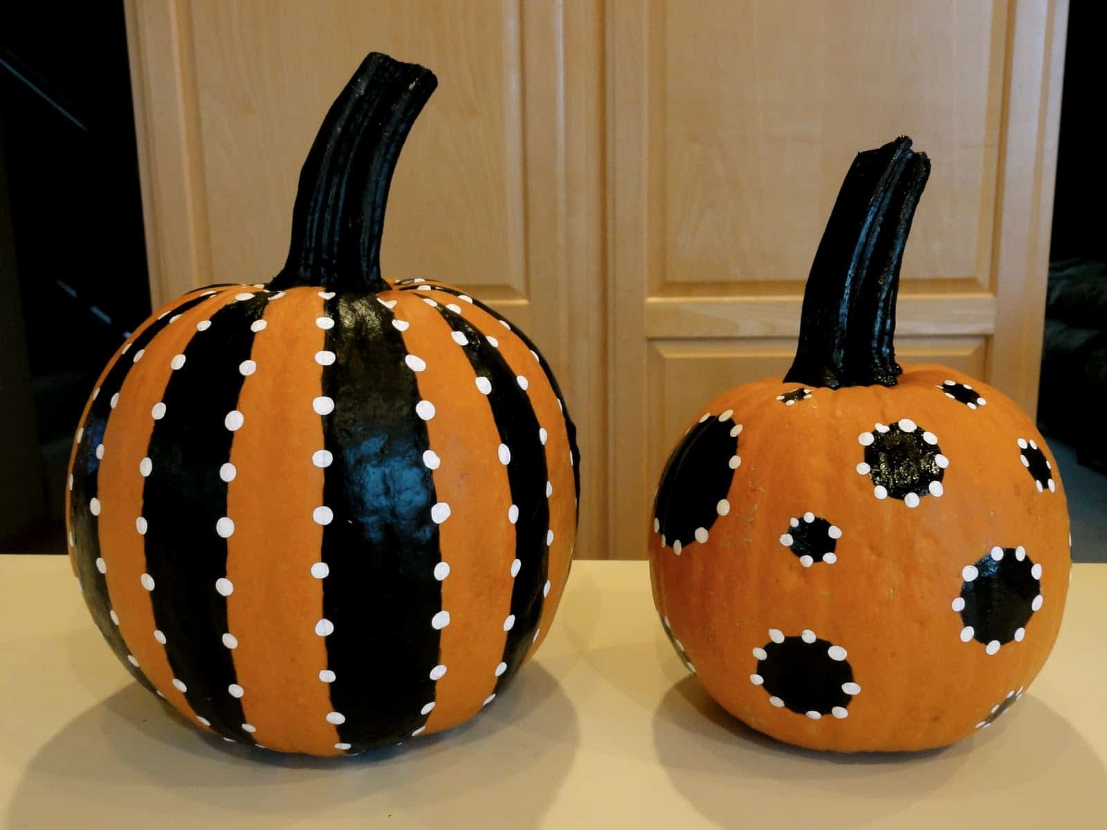 Easy Pumpkin Painting Ideas - Stripes