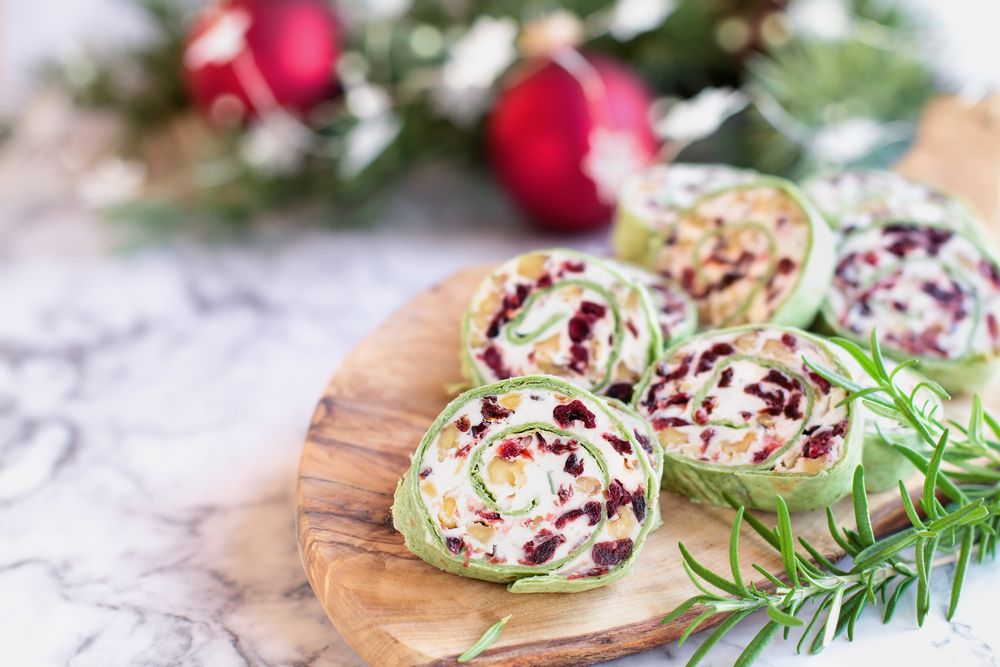 Cranberry cream cheese pinwheels christmas party appetizers