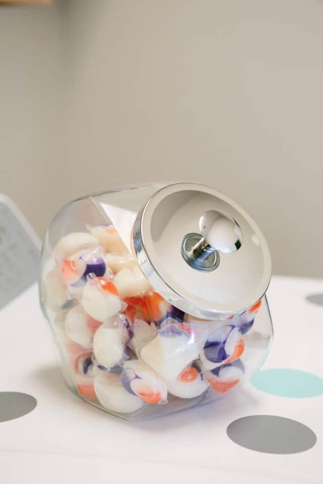 Laundry room ideas pods in candy jar