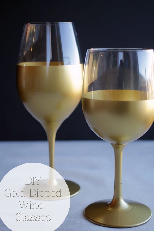 Painting on wine glasses gold dipped