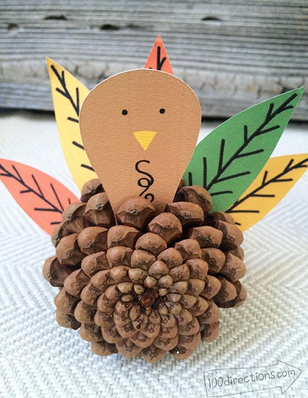 Pine cone turkeys thanksgiving crafts for kids