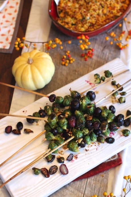 Roasted Brussels Sprouts with Red Grapes and Walnuts - Best Thanksgiving Sides