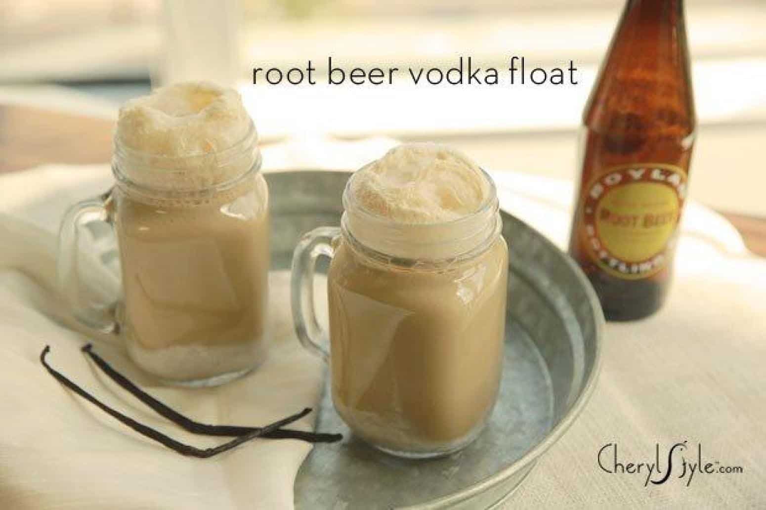 Root beer vodka float
