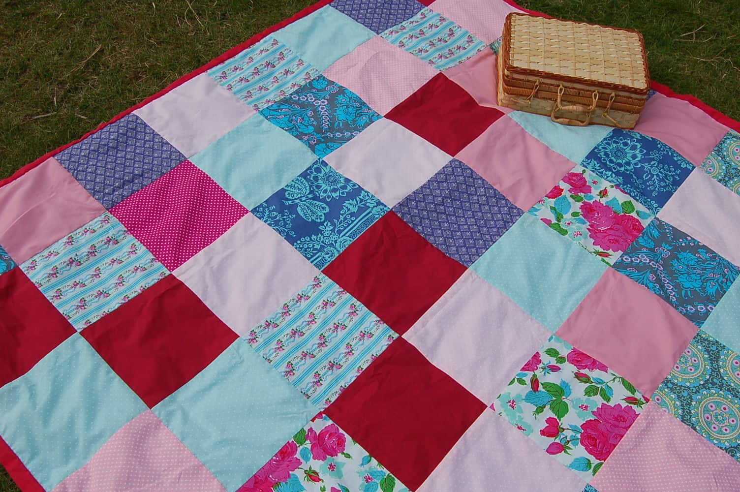 Scrap fabric patchwork picnic blanket