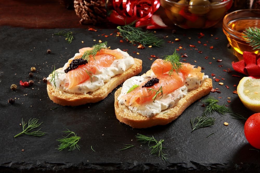 Smoked salmon & cream cheese canapes christmas party food ideas