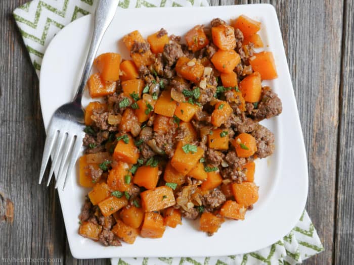 Spicy ground beef and butternut squash
