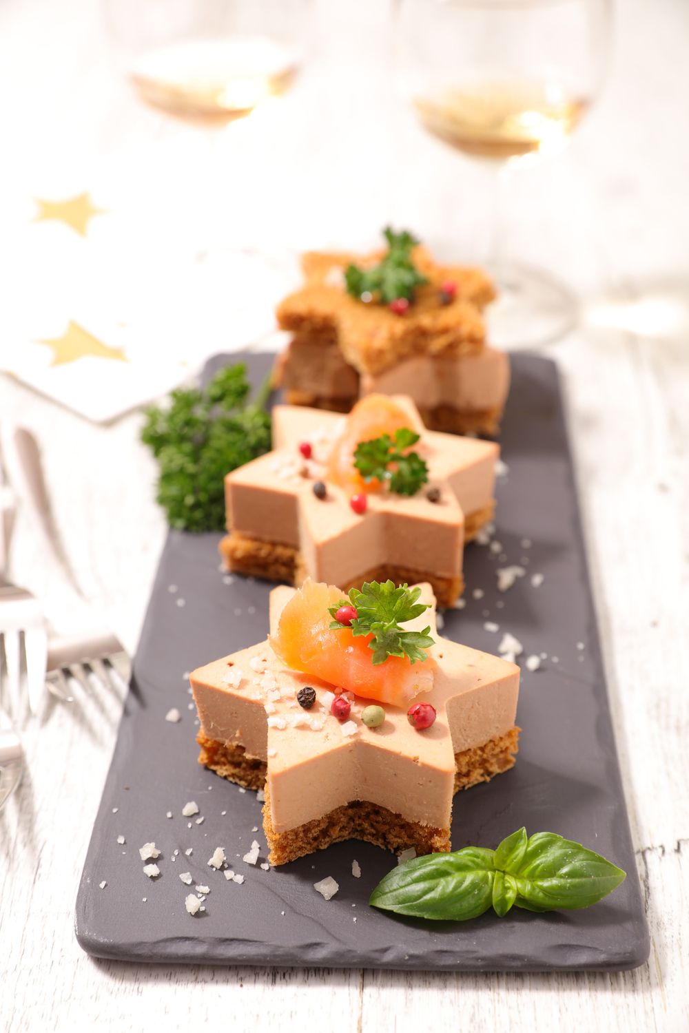Star shaped pates with smoked salmon christmas finger foods