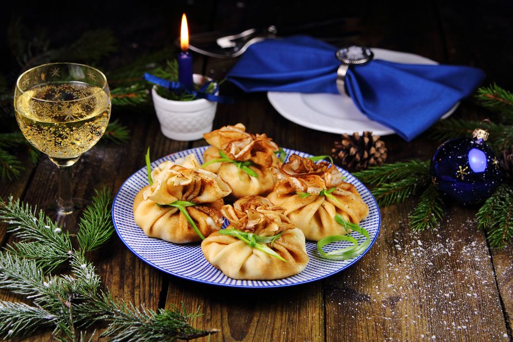 Stuffed pancakes with green onions christmas appetizer ideas
