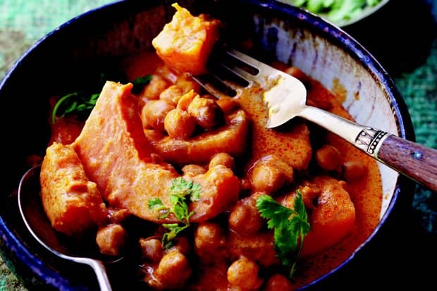 Thai red curry with butternut squash and chickpeas