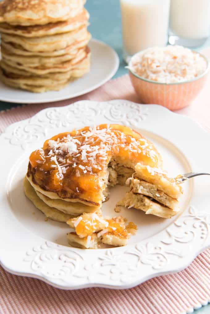Toasted coconut pancakes