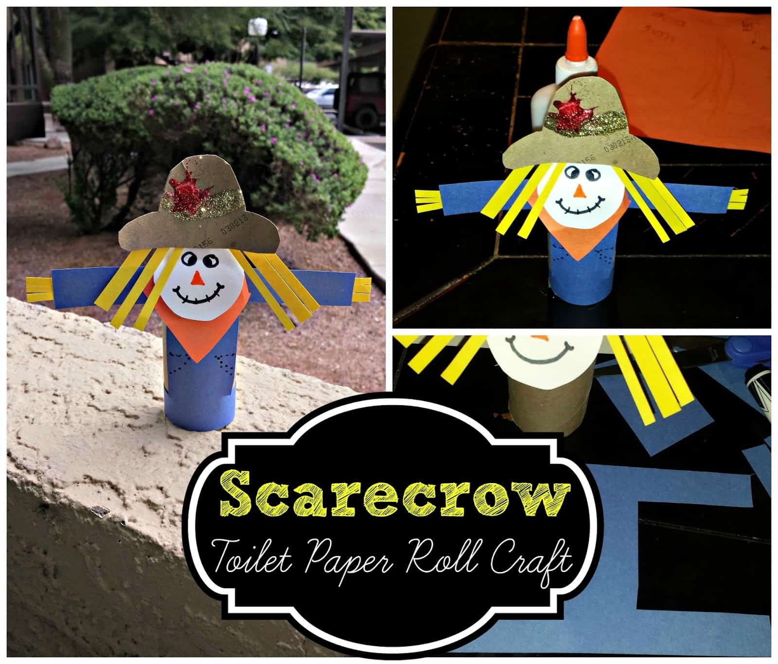 Toilet paper roll scarecrows
