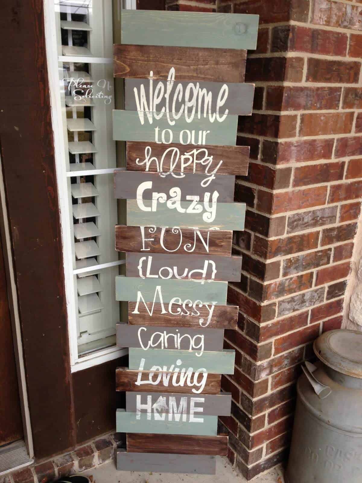 Upcycled pallet porch welcomer