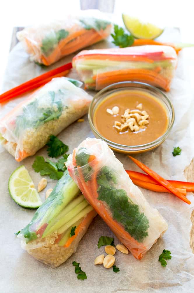 Vietnamese salad rolls made with brown rice