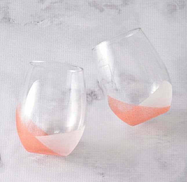Diy colorblock frosted wine glasses