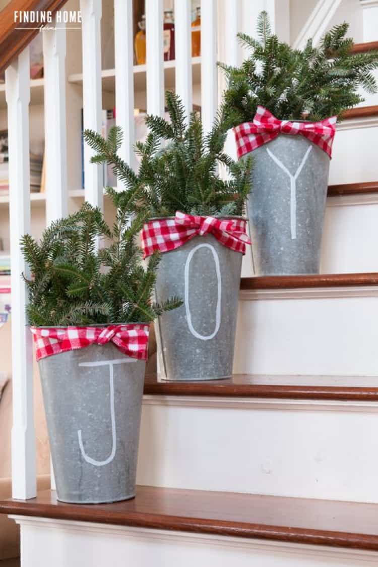 Joy Buckets Front Door Christmas Decorations