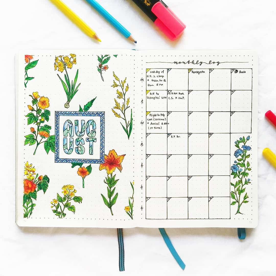 Floral layout bullet journal