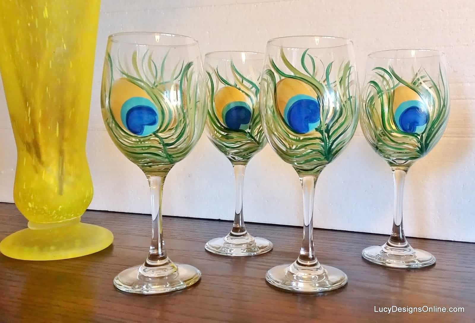 Peacock wine glass diy
