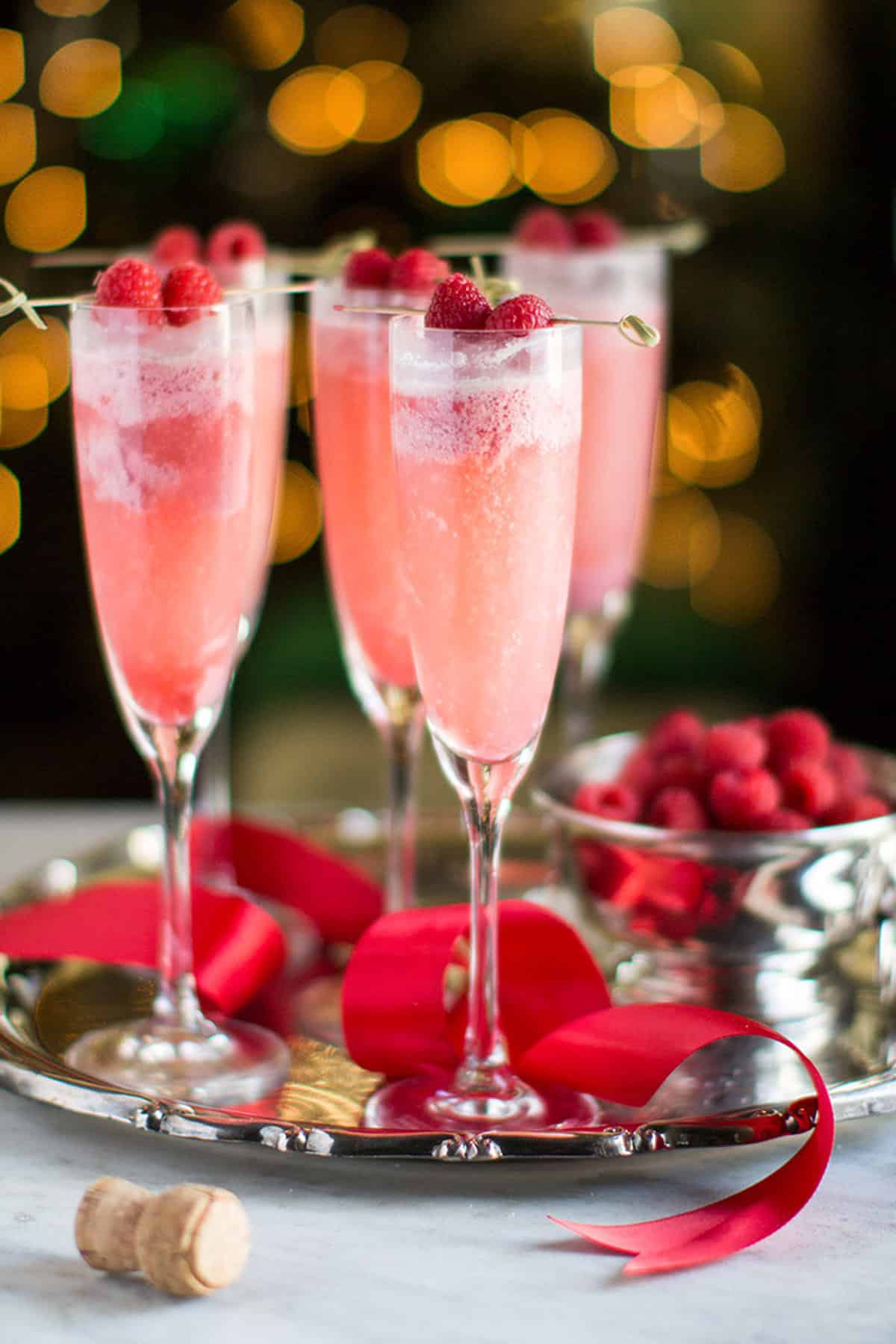 Raspberry cream mimosas