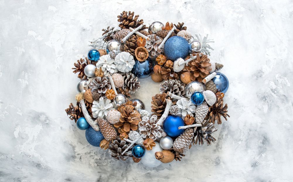 Blue and white wreath christmas door decorations