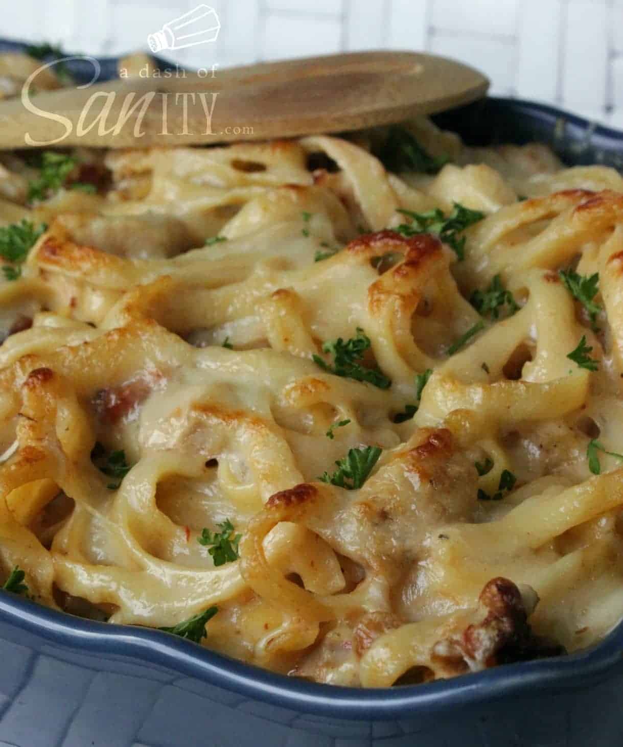 Chicken fettucine bake