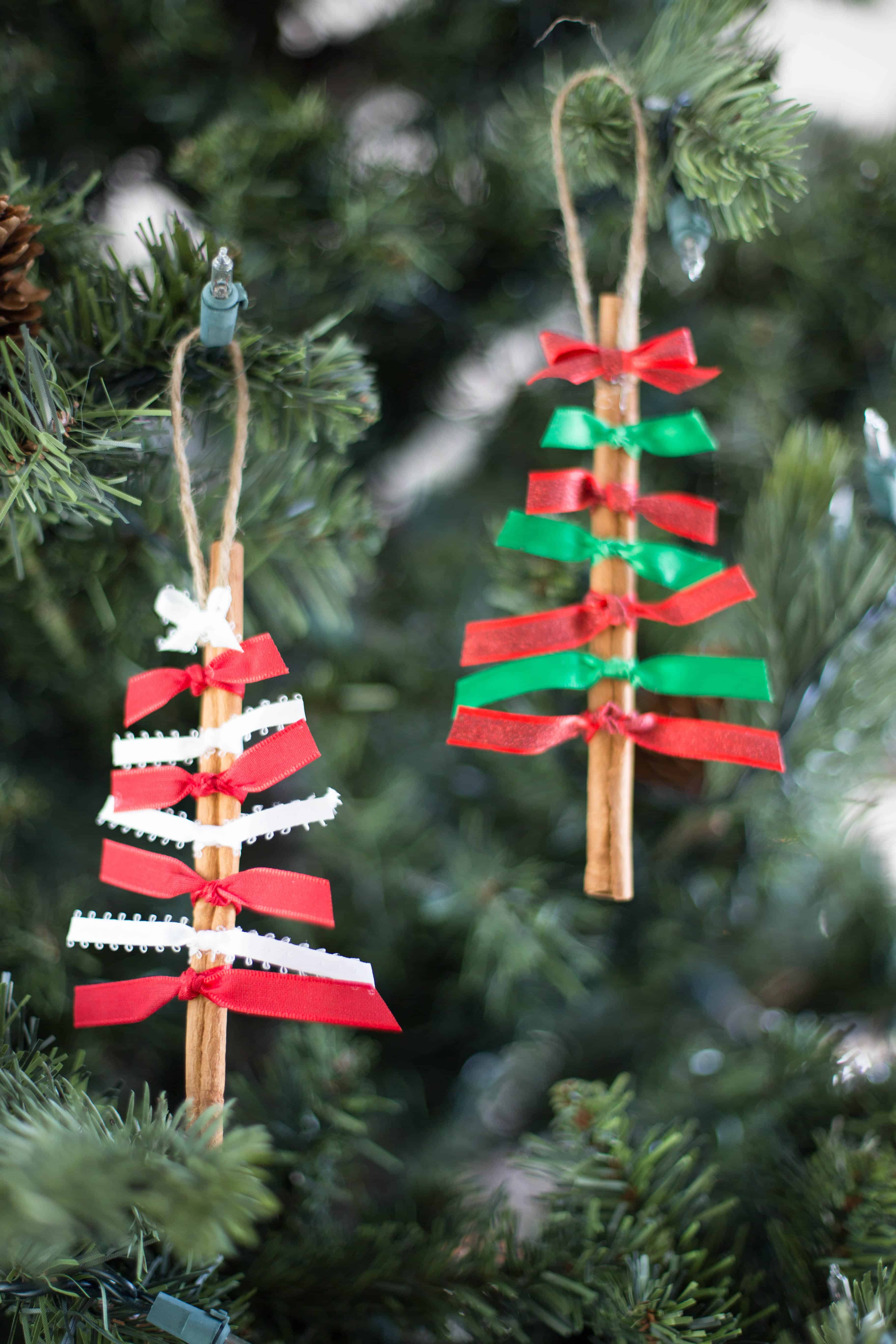 Cinnamon stick and ribbon christmas tree