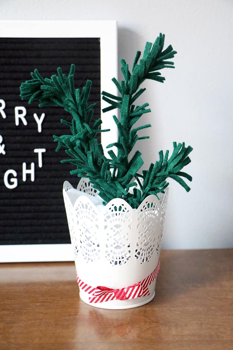 Diy felt evergreen branch display