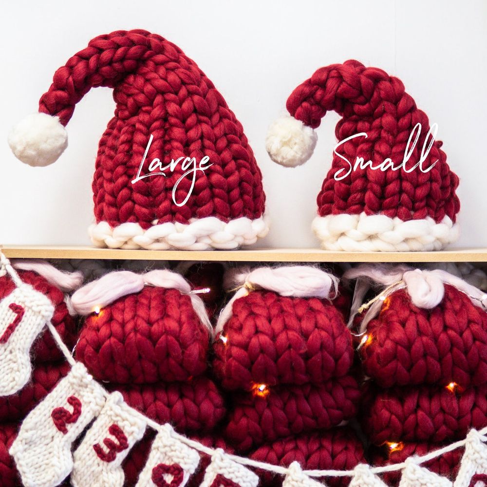 Diy knitted santa hat funny tree topper 