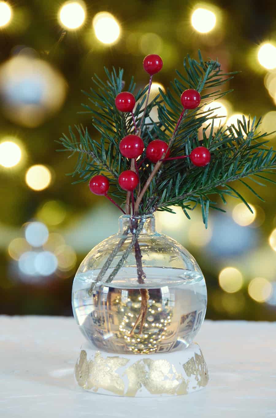 DIY Clear Christmas Table Centerpiece Vase