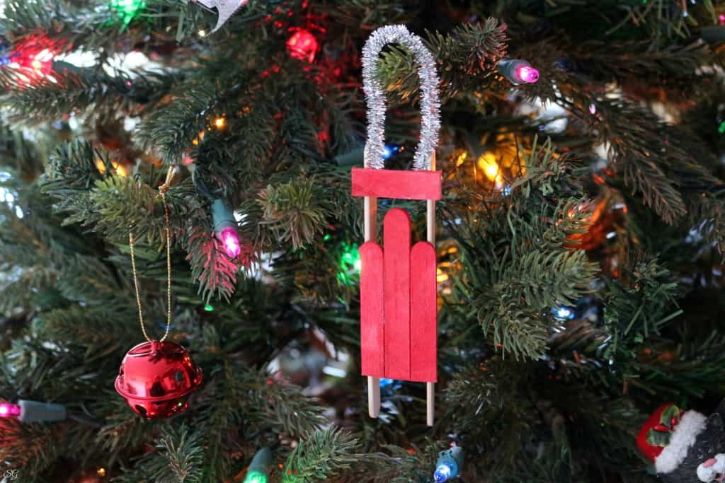 Diy sled ornament for christmas