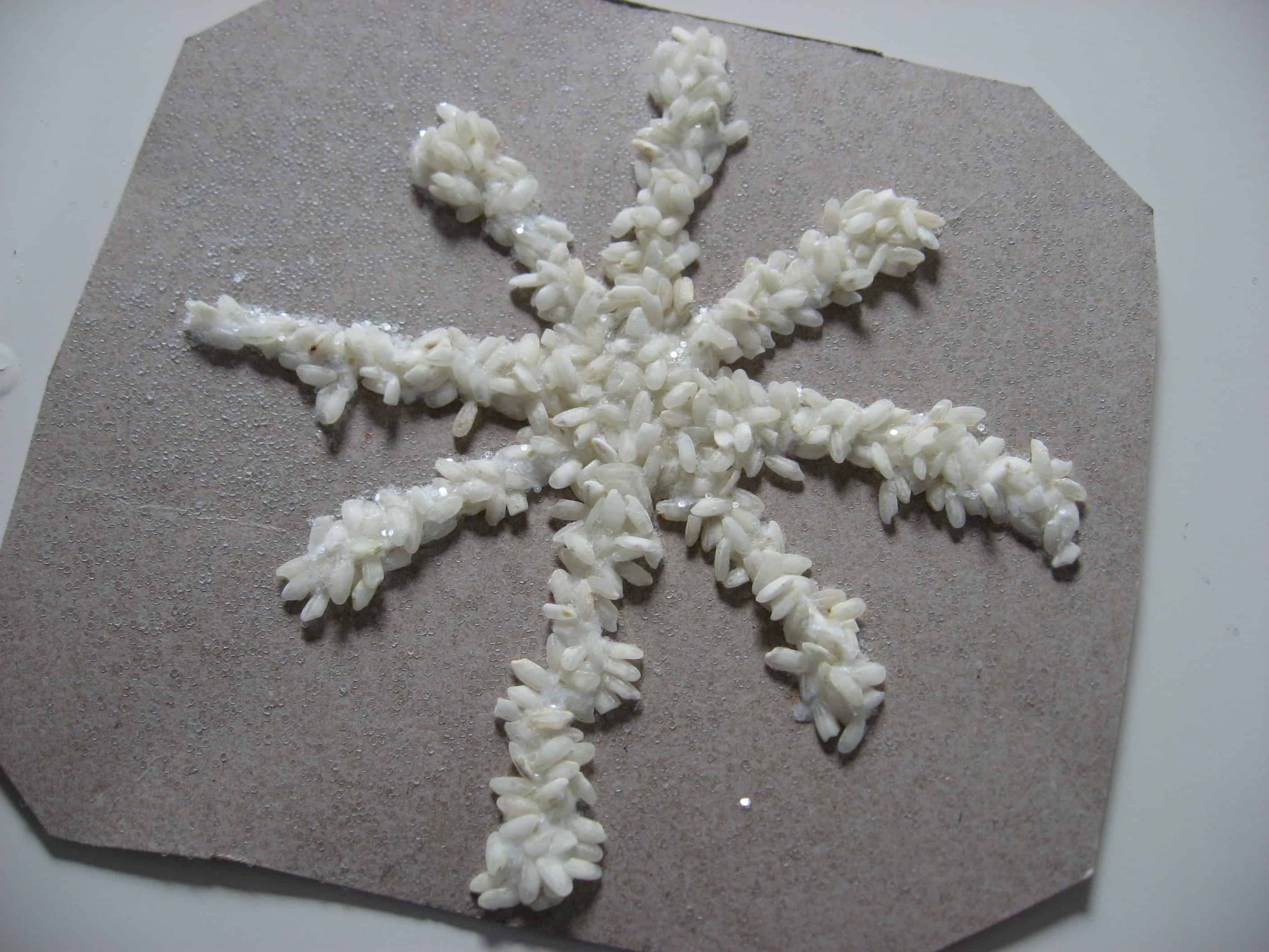 Glue and rice preschooler snowflake