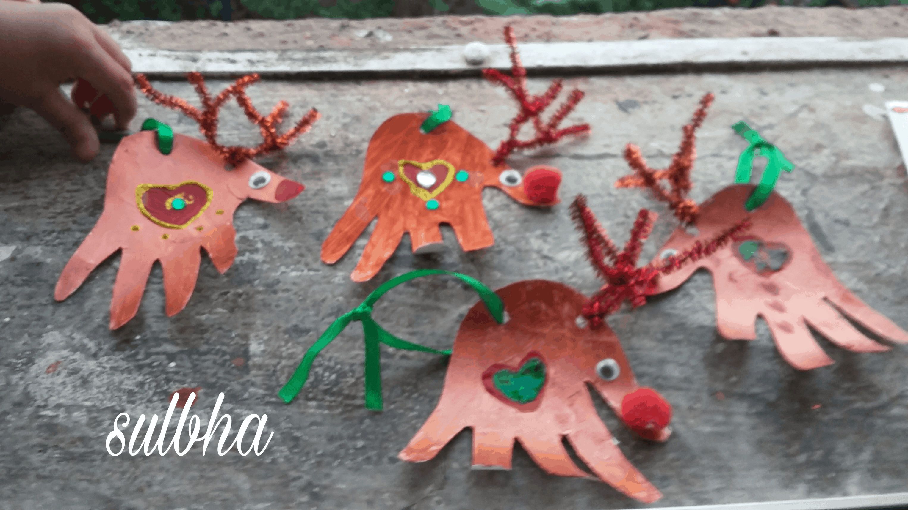 Hand print reindeer craft
