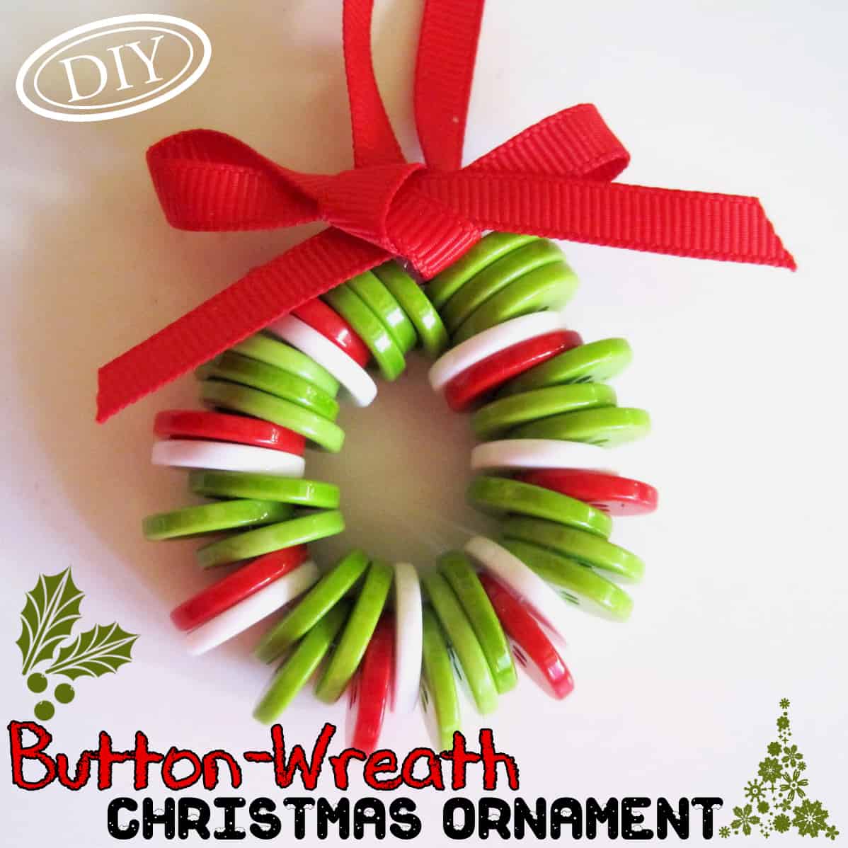 Hanging button wreath christmas ornament