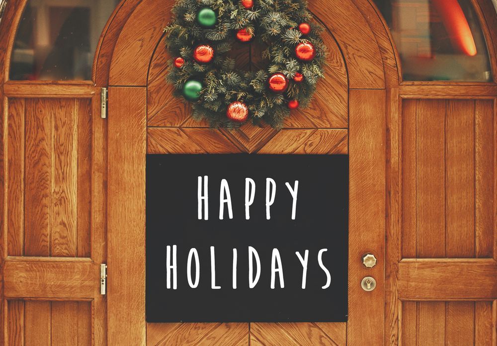 Happy holidays simple christmas door sign 