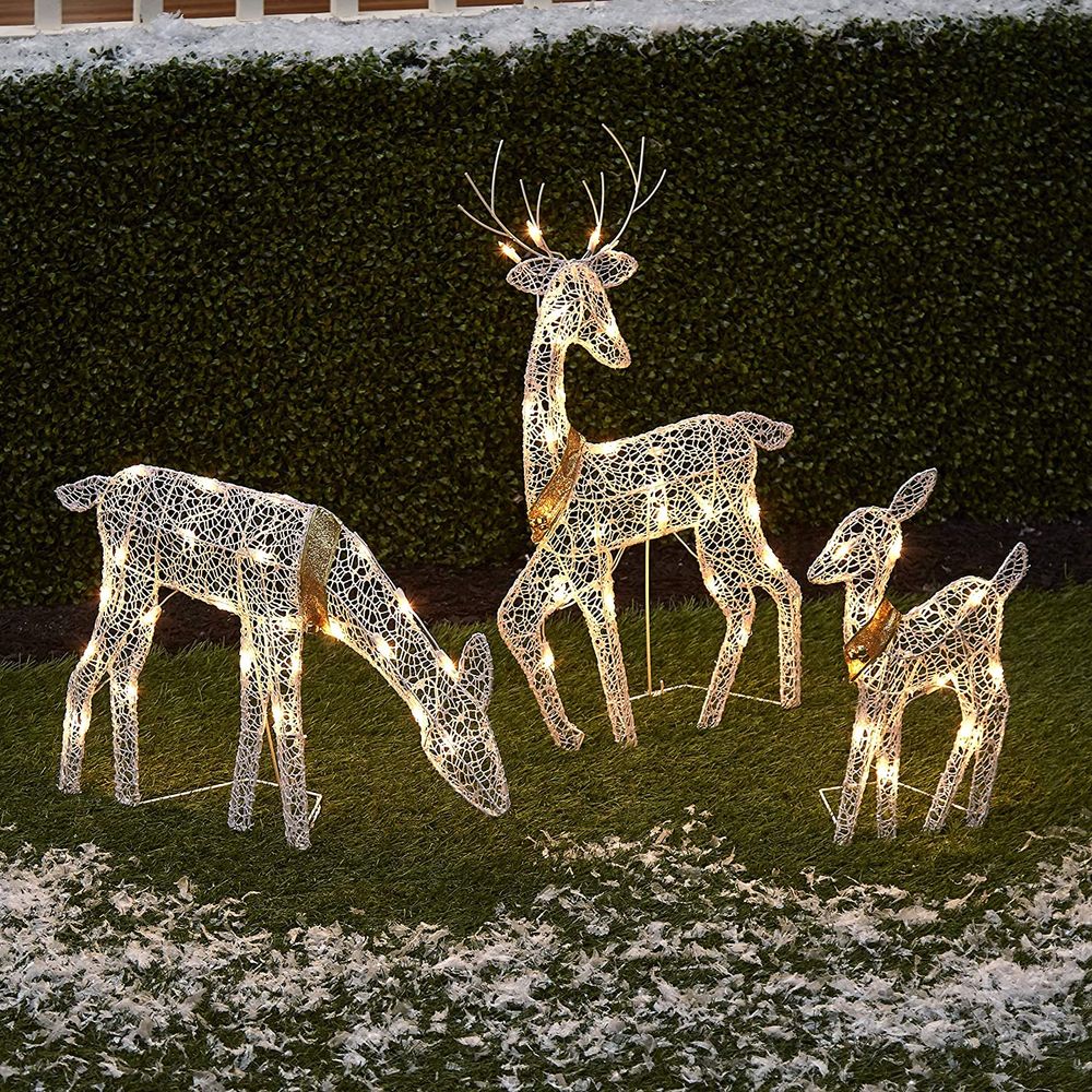Lighted deer family outdoor reindeer christmas decorations