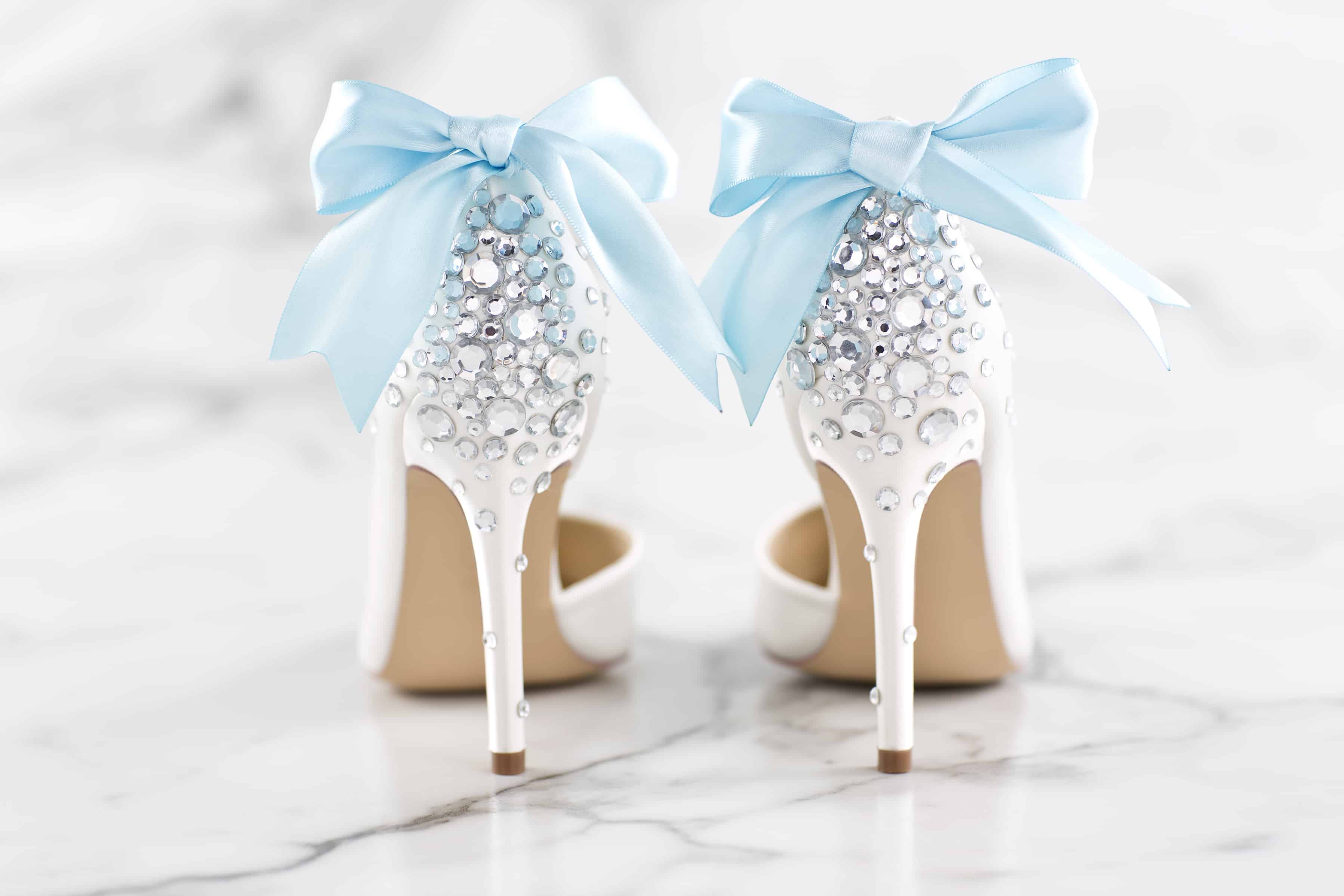 Rhinestone and ribbon heels