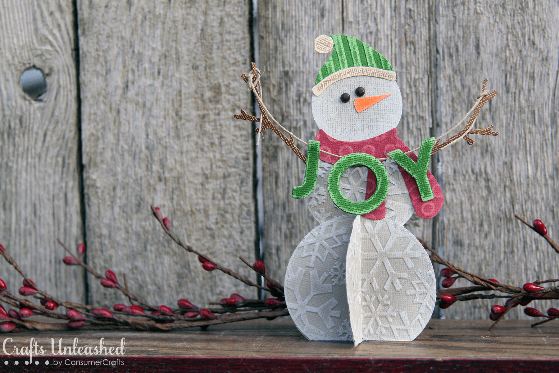 Standing textured paper snowman