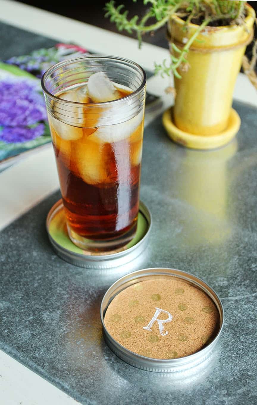 Diy mason jar lid coasters