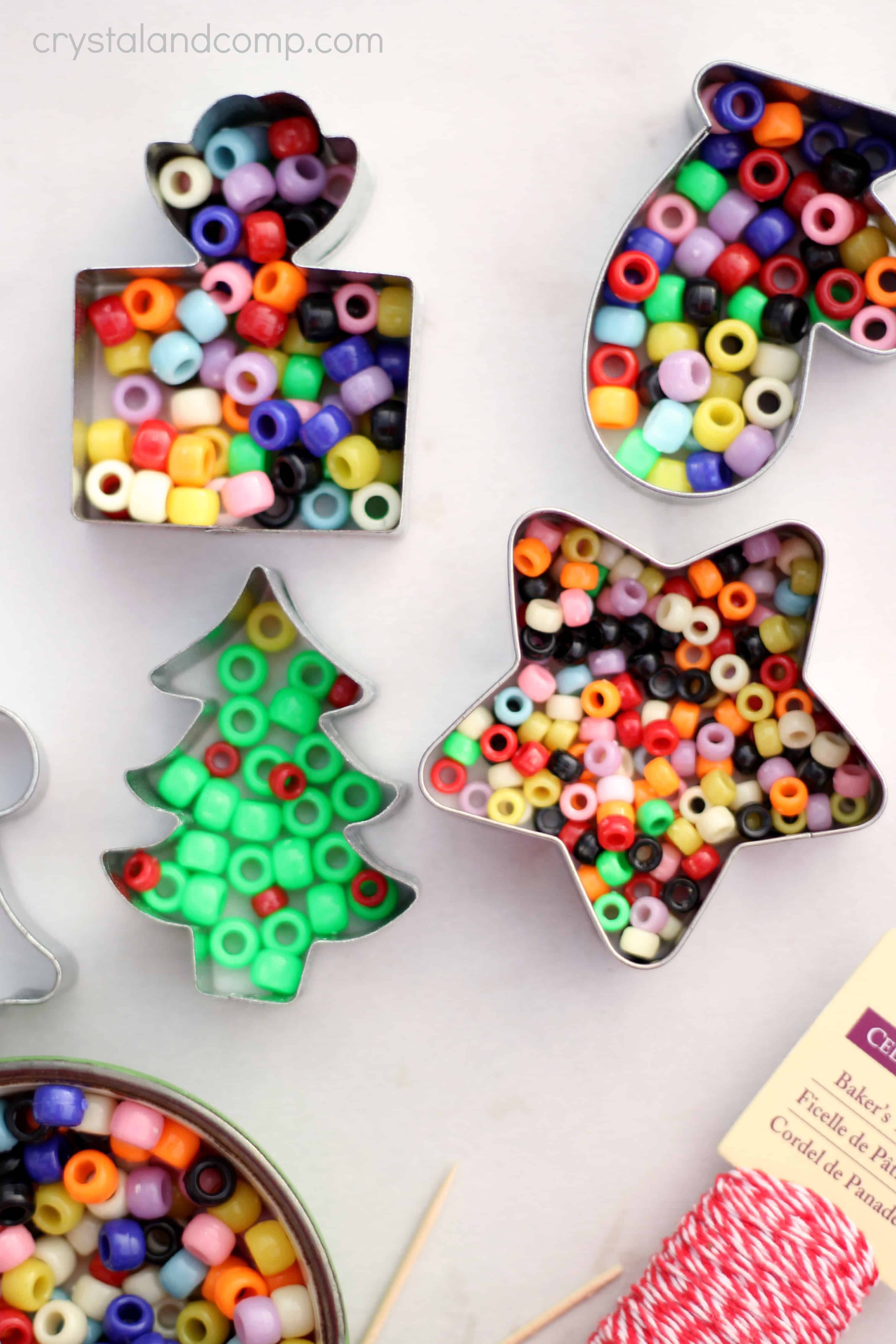Melted bead and cookie cutter ornaments