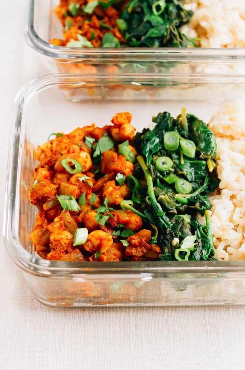 Curried chickpea meal prep bowls
