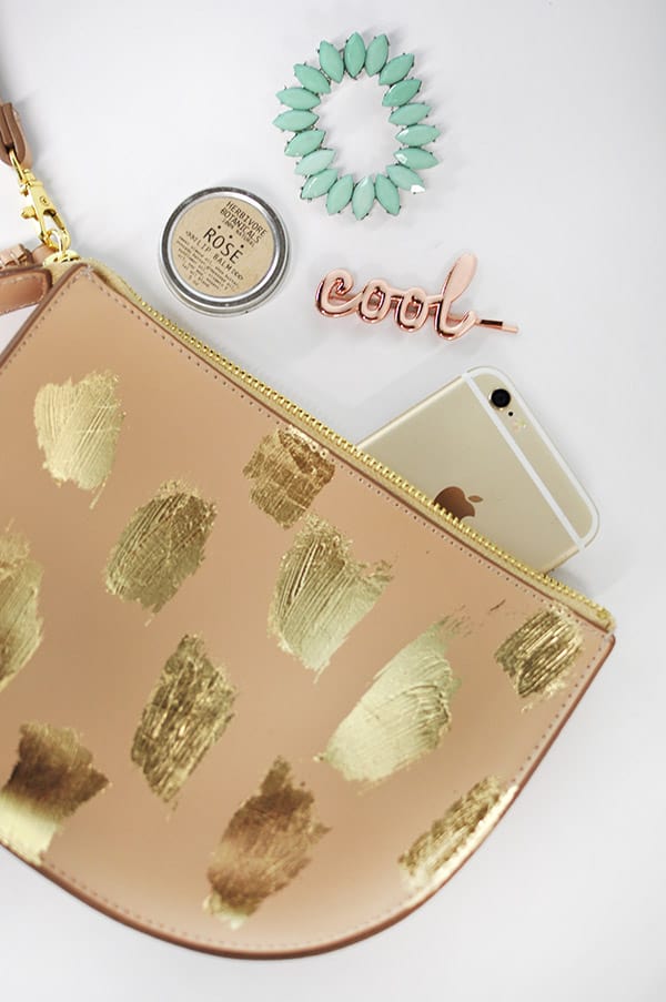 Diy gold brushstroke clutch