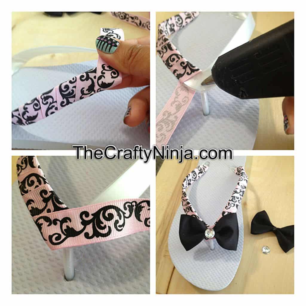 Ribbon and bow flip flops