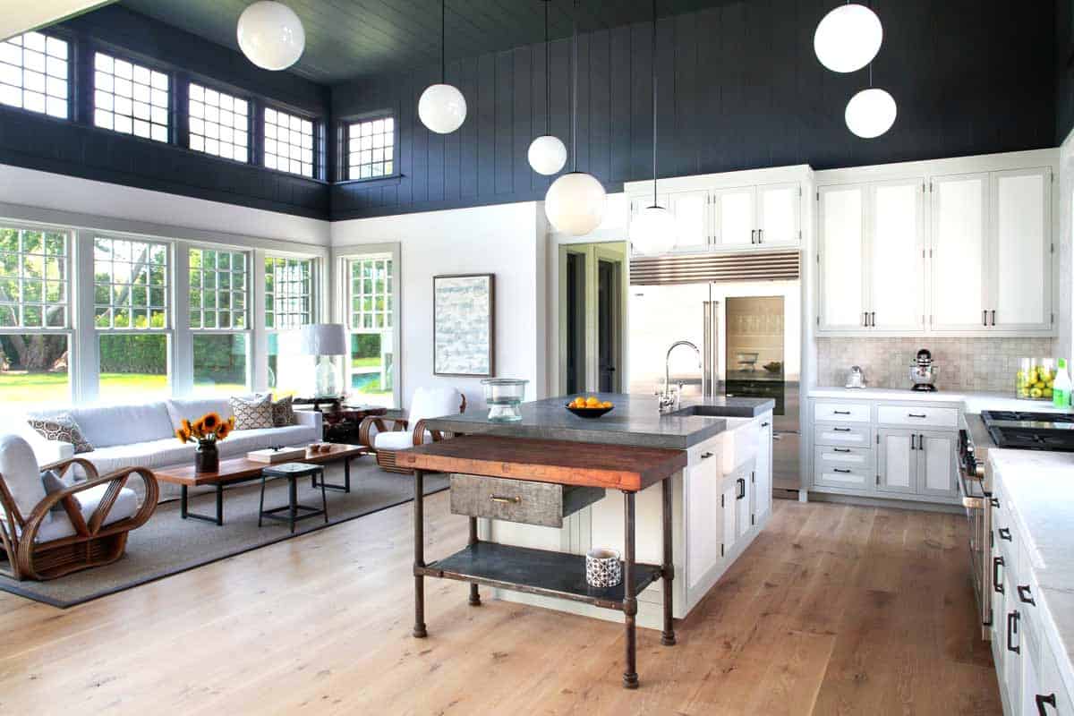 Charcoal wall in farmhouse kitchen