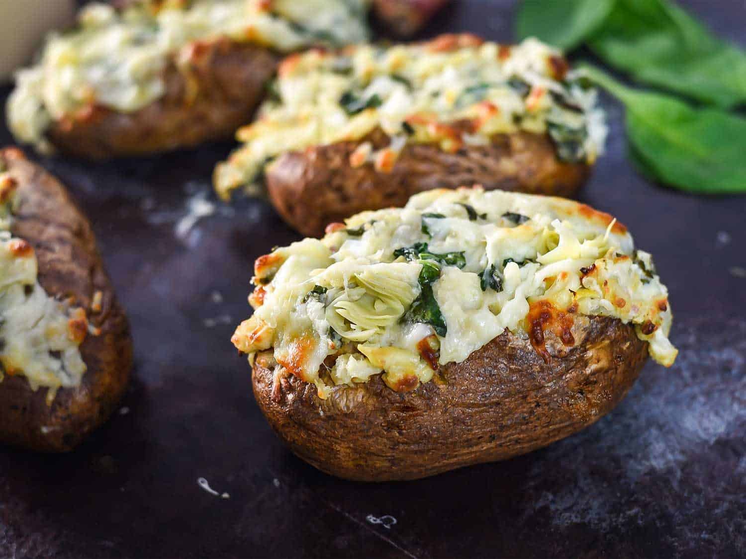 Spinach and artichoke baked potato