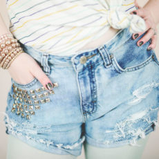 Distressed cut offs with studs