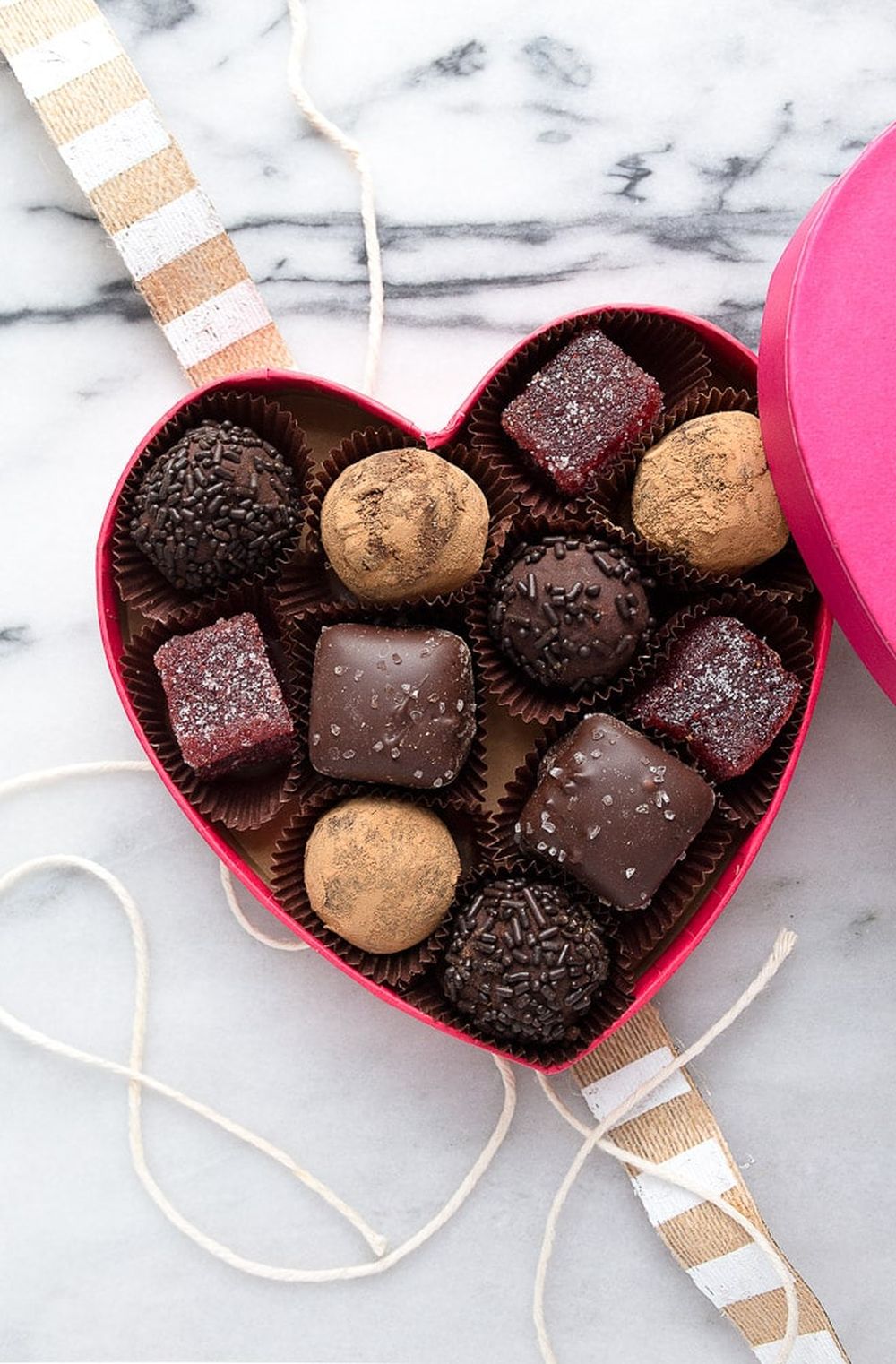 Red wine chocolate truffles valentine's day candy box