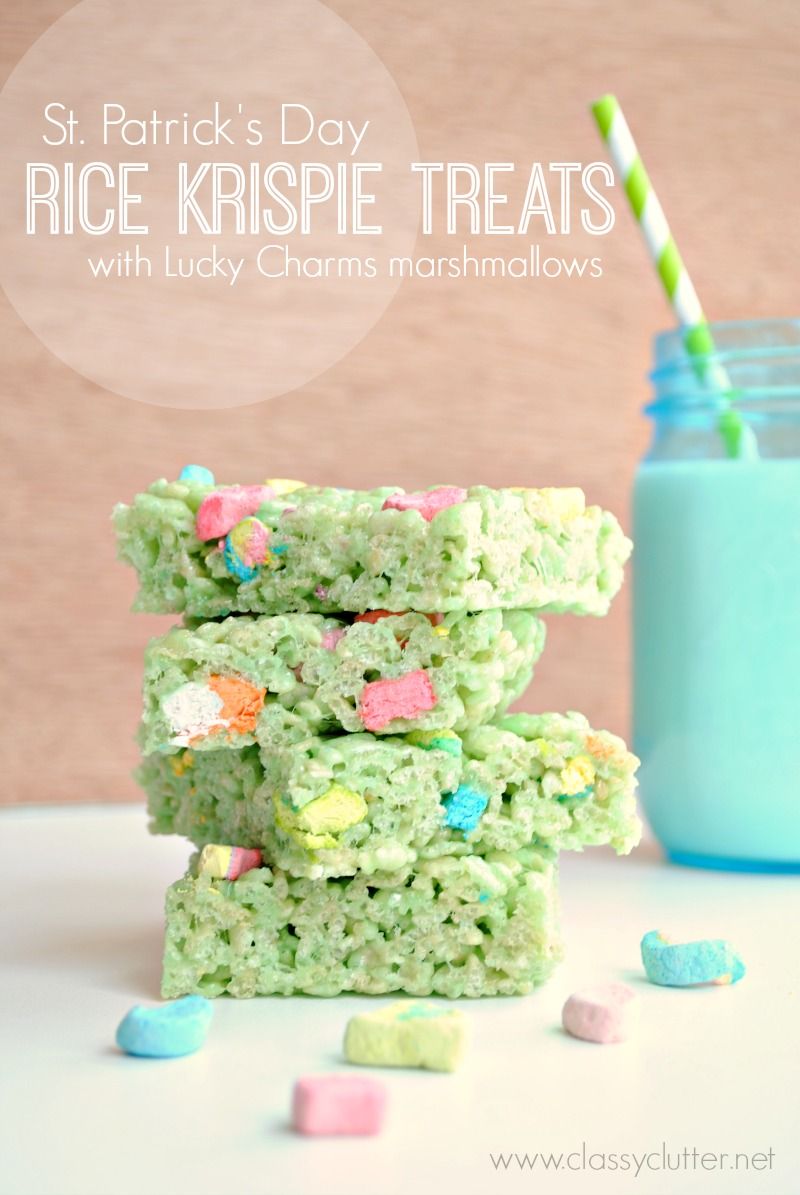 Rice krispie treats with lucky charms marshmallows