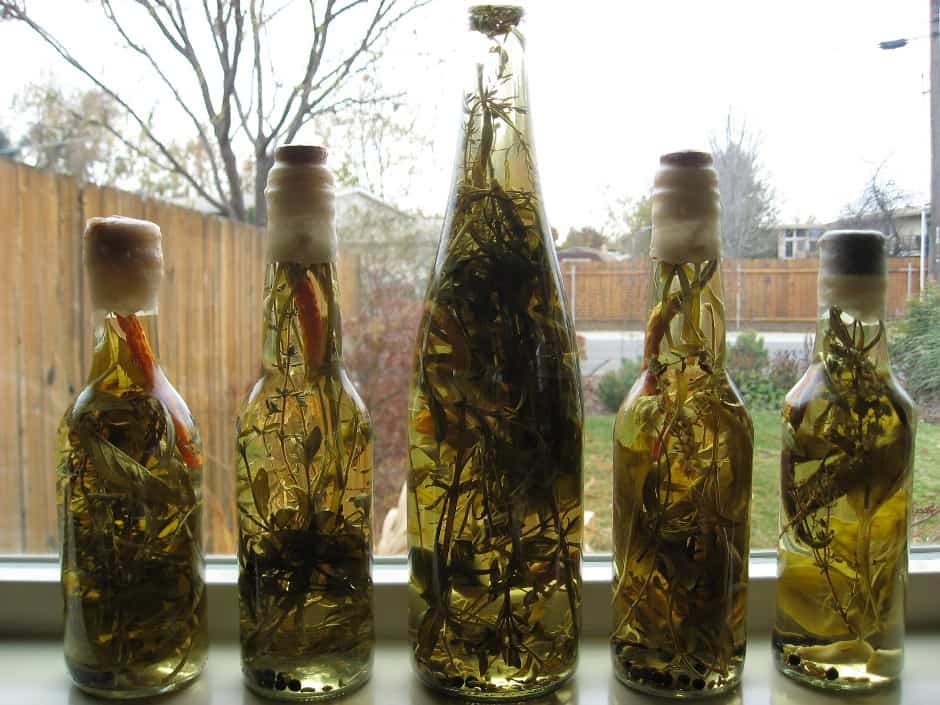 Bottled herbed vinegar